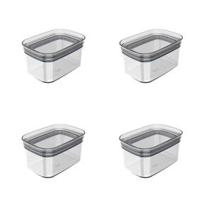 Conjunto de Potes Herméticos 650 ml 4 Peças Block Retangular Transparente Ou