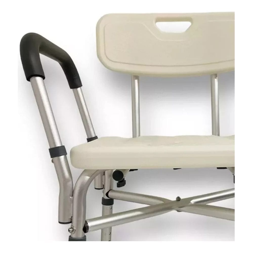 Assento De Banho Alumínio Com Encosto Regulável Para Obeso