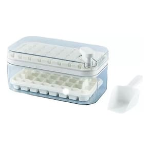 Bandeja Para Cubos de Gelo com Tampa e Caixa 2 Bandejas de Gelo para Freezer 1 Colher Forma Fácil Coquetel Uísque