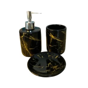 Kit 3 Peças Para Banheiro Lavabo De Cerâmica E Plástico