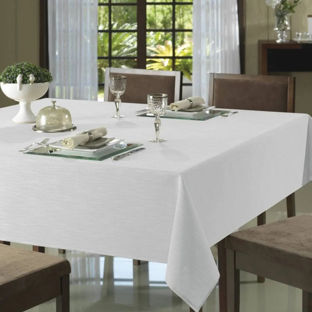 Toalha Mesa Quadrada Döhler Clean Passion Branca 8 Lugares