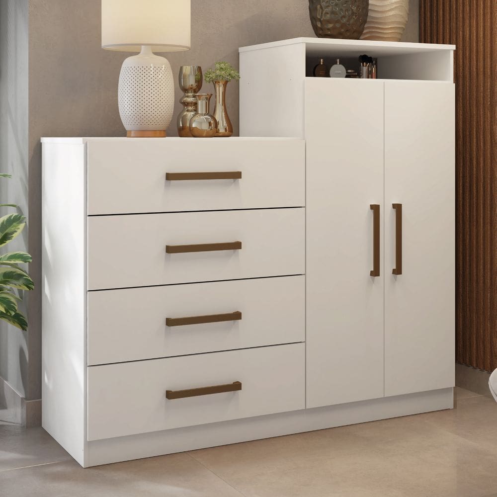 Cômoda Áurea 2 Portas 4 Gavetas 1,20 m - Comoda para Quarto - Demobile