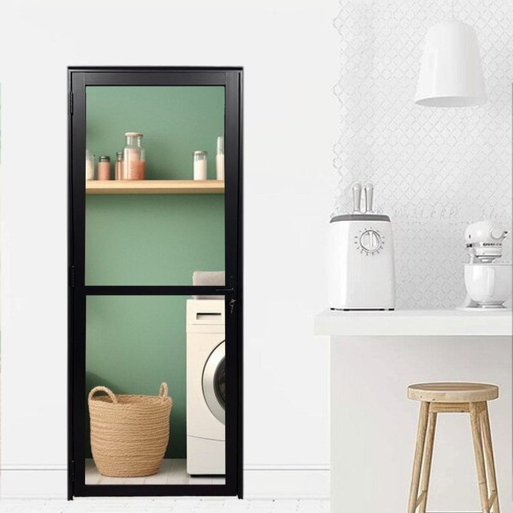 Porta Visione de Alumínio Preto Linha Veneza 210x80 Lado Direito Preto