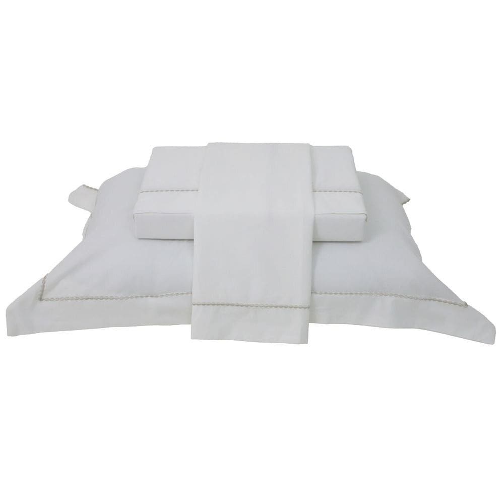 Jogo de Cama 200 Fios Hotel Bordado Queen Branco