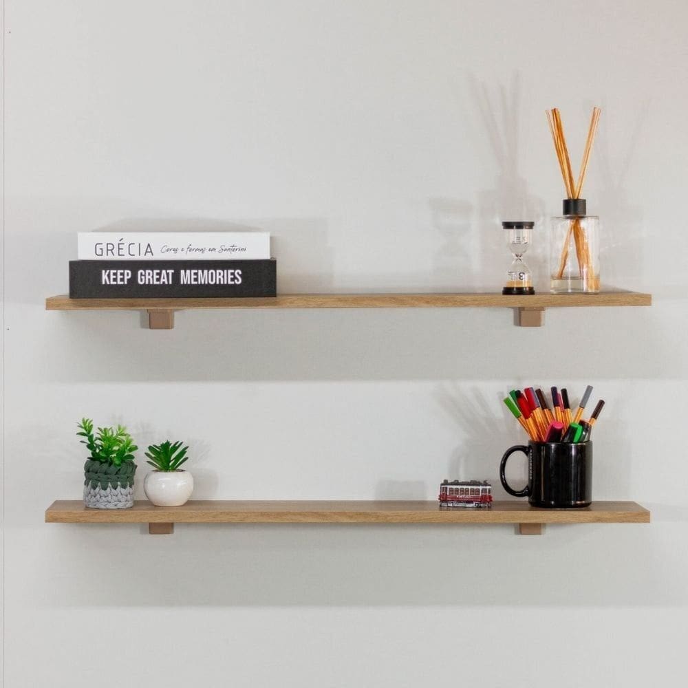 Kit de Prateleiras Elan 800x150x15 com Suporte Organização Decoração Itapuã
