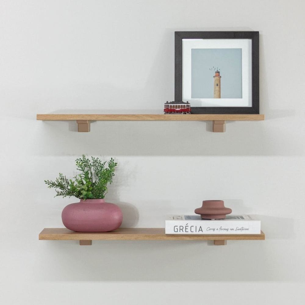 Kit de Prateleiras Elan 600x150x15 com Suporte Organização Decoração Itapuã