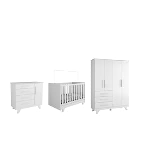 Quarto Completo Bebe Moveis Peroba Retro 04 portas MDF LS