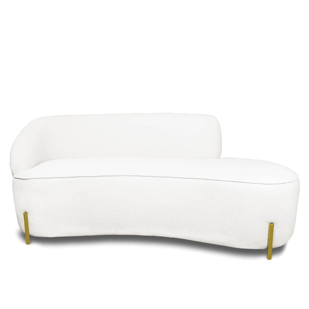 Sofá 2 Lugares Orgânico 140cm Pé Ferro Dou Morgan Bouclê Off White L01 - D`Rossi