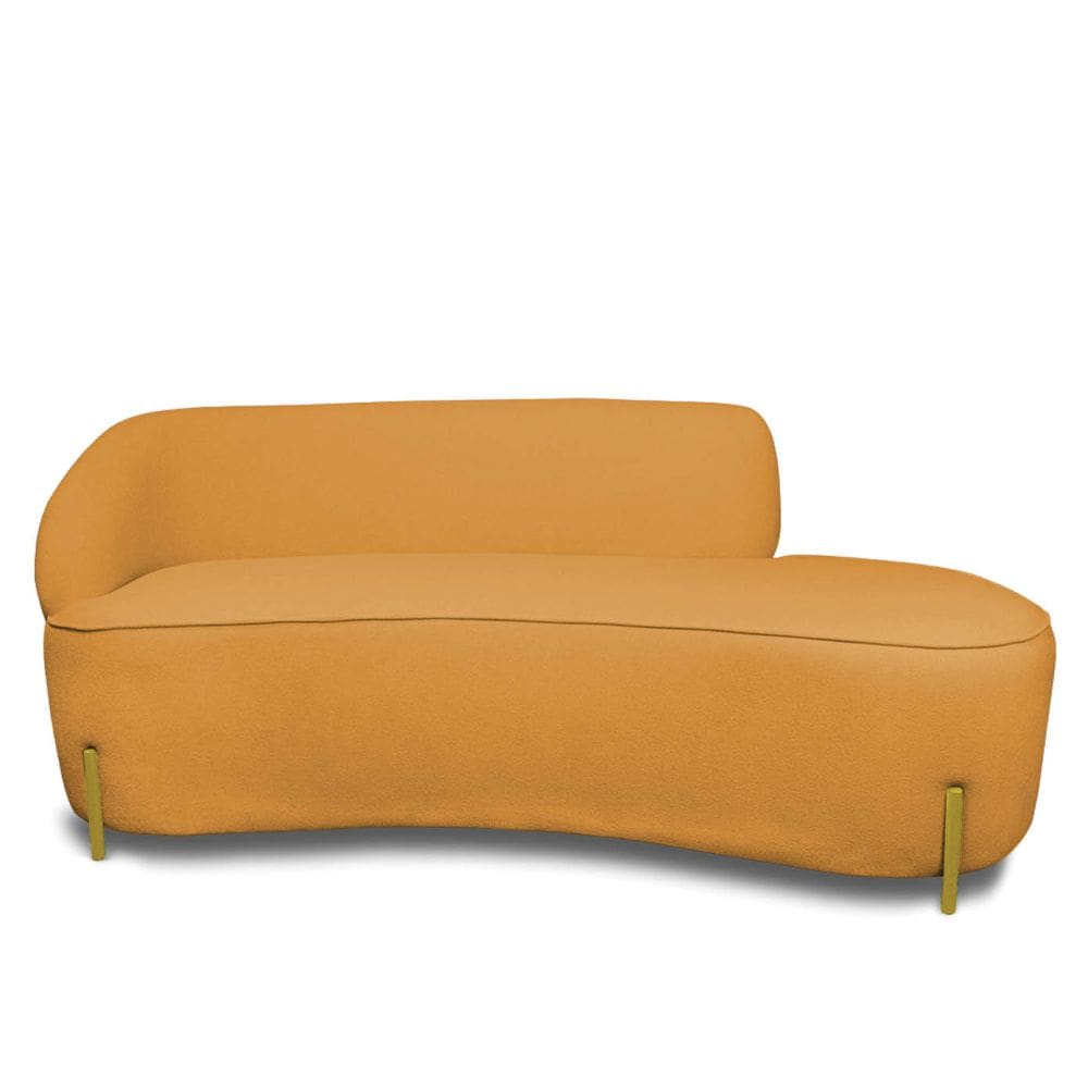 Sofá 2 Lugares Orgânico 140cm Pé Ferro Dou Morgan Bouclê Mostarda L01 - D`Rossi