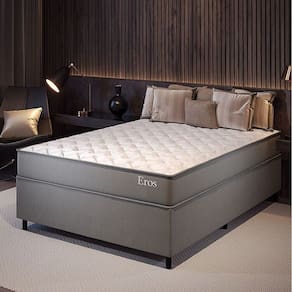 Conjunto Colchão Mola Ensacada e Base Box Casal 60x138x188cm Eros Yescasa Cinza