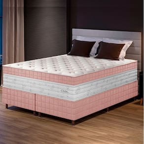 Conjunto Colchão Duplo Molejo e Base Box Queen 78x158x198cm Chile Yescasa Rose