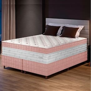 Conjunto Colchão Duplo Molejo e Base Box King 78x193x203cm Chile Yescasa Rose