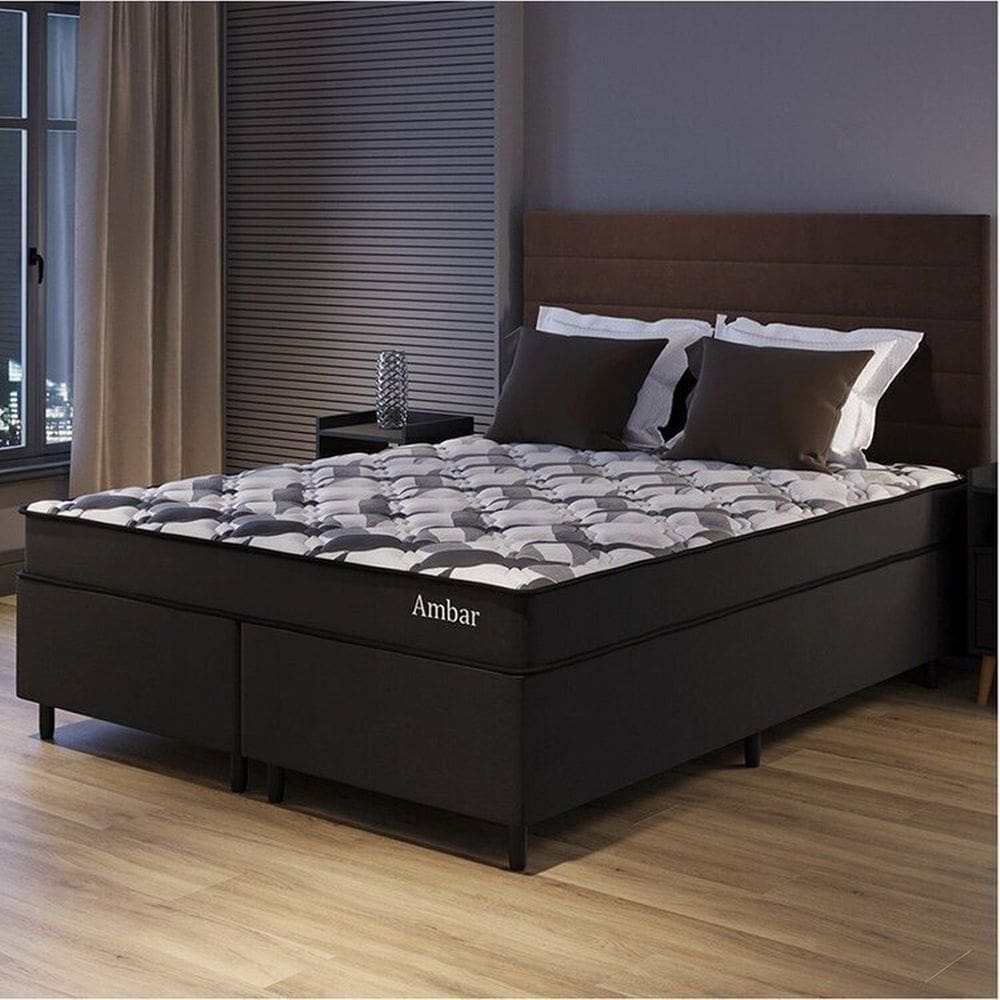 Conjunto Colchão Ortopédico e Base Box Queen 57x158x198cm Ambar Yescasa Preto
