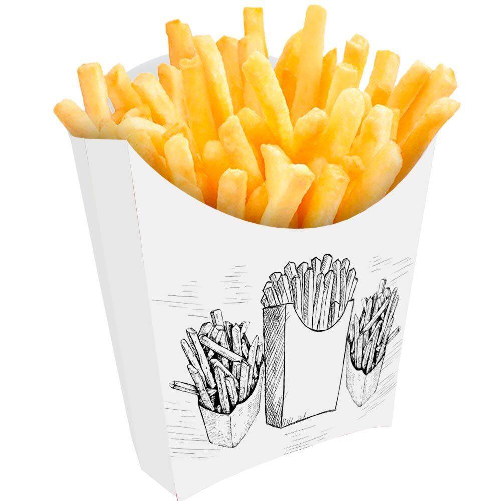 Caixinha Para Batata frita Tam Pequeno 300un Branco e Preto