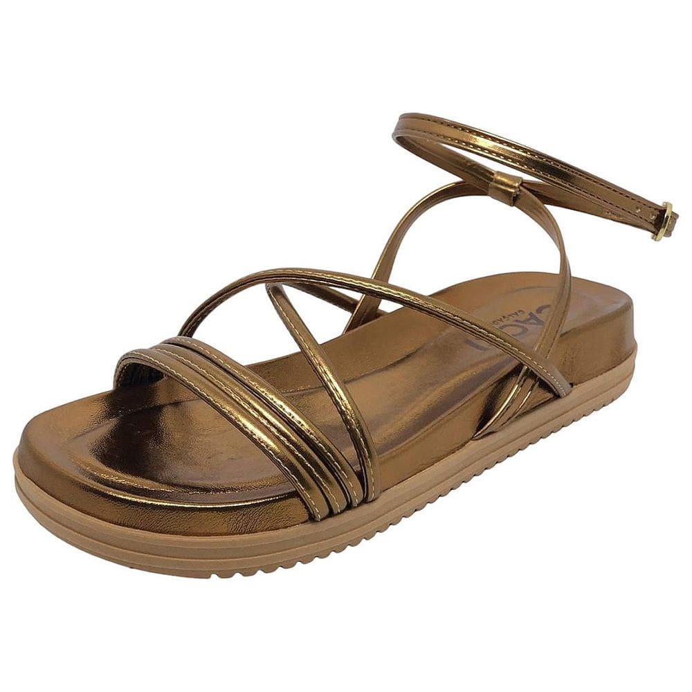 Sandália Feminina Flatform Brilhante Moderna Social Cacci