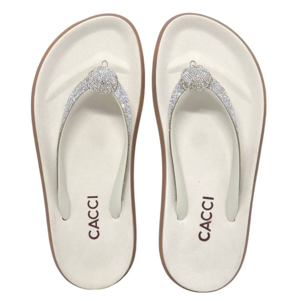 Chinelo Feminino Flat Moderno Conforto Tira Strass Cacci