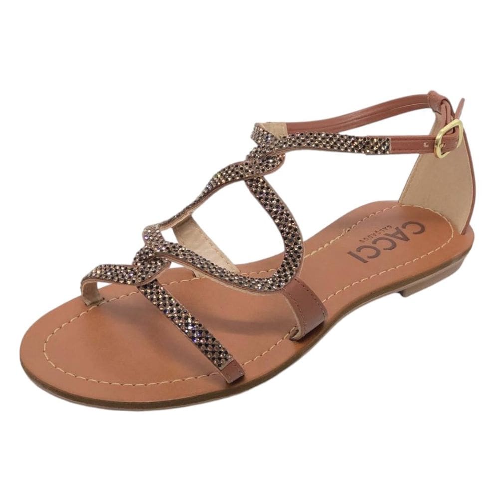 Sandália Rasteirinha Moderna Casual Strass Dia a Dia Cacci