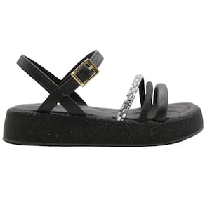Sandália Infantil Menina Casual Dia a Dia Flatform Anatômica com Pedrarias e Brilhos Kidy 442-0001