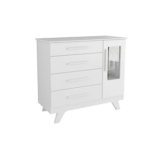 Comoda Infantil Moveis Peroba Retro MDF 04 gavetas 01 porta
