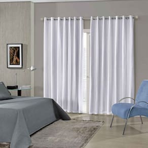 Cortina Blackout Quarto Pratika Cromo 4,20 x 2,50 Voil Com Forro Corta Luz Pvc Bella Janela