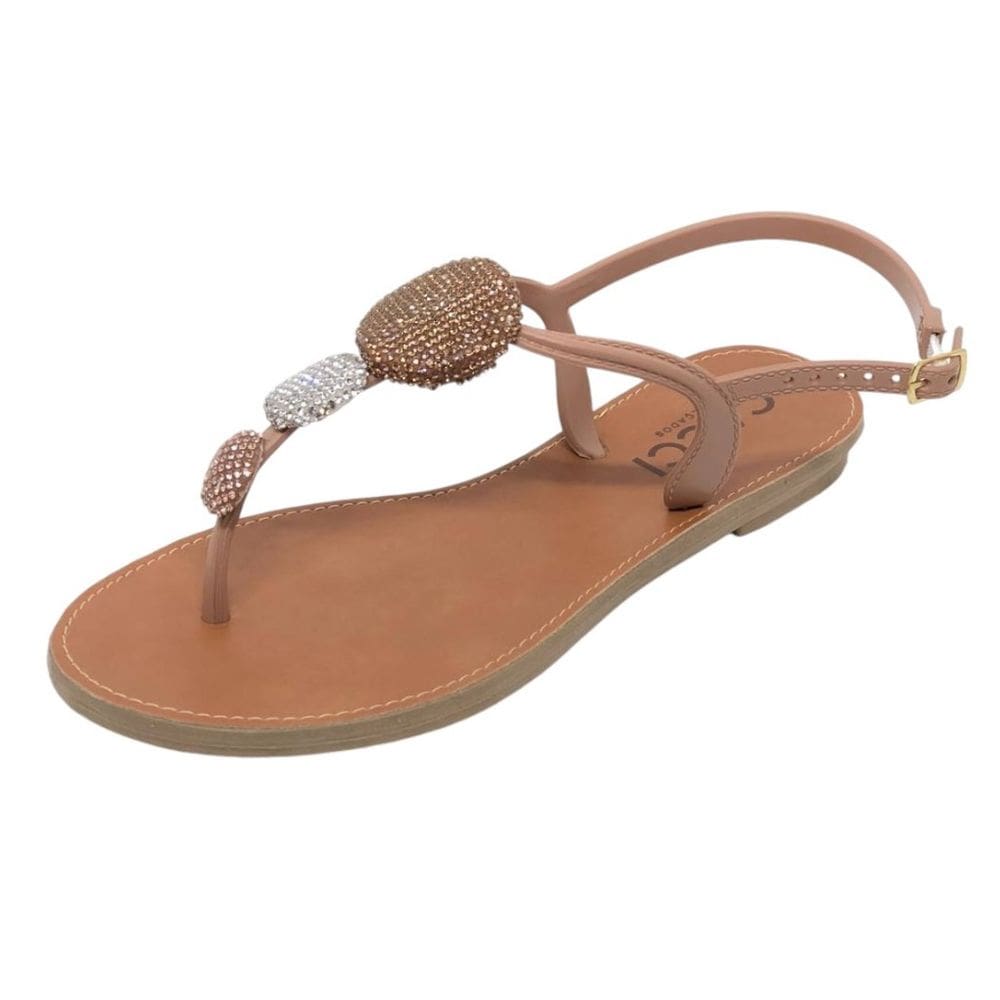 Sandália Feminina Rasteirinha Strass Casual Conforto Cacci