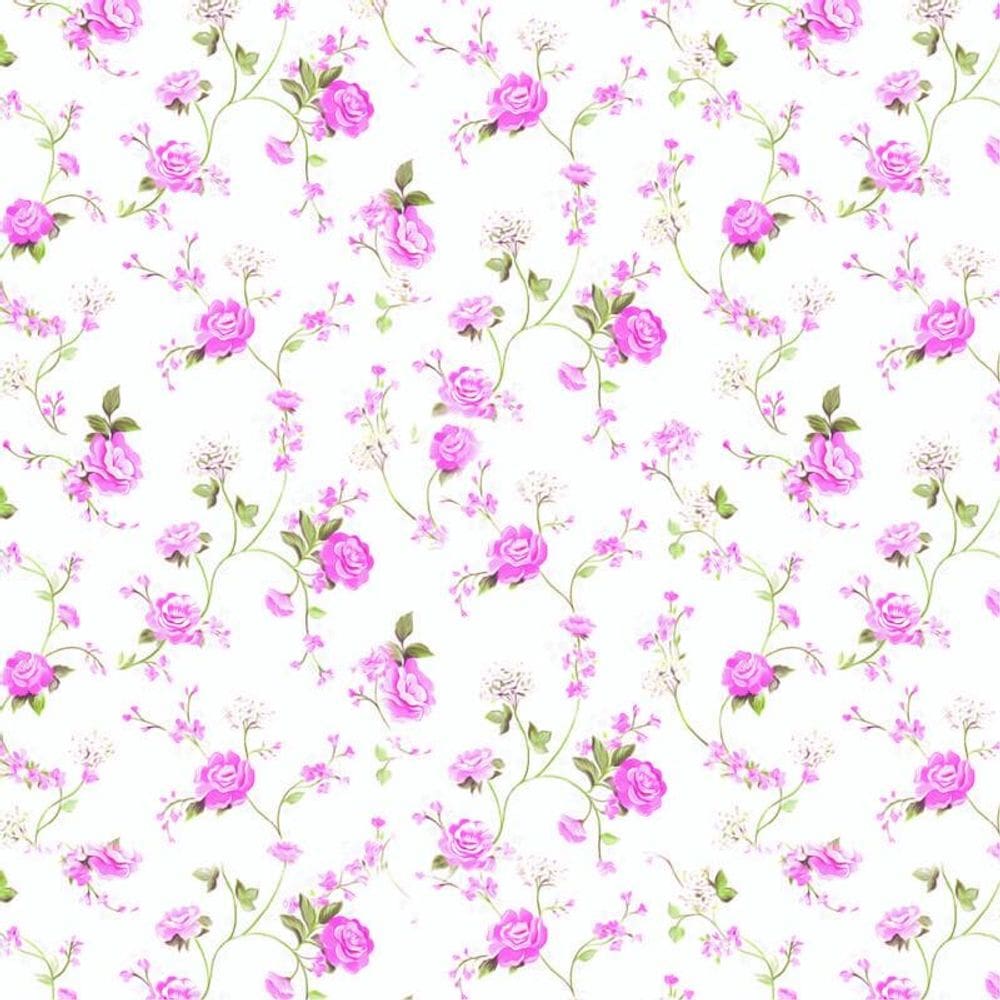 Papel De Parede Floral Rosas E Fundo Branco Adesivo Sala