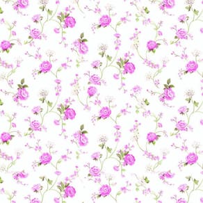 Papel De Parede Floral Rosas E Fundo Branco Adesivo Sala