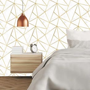 Papel De Parede Mármore Zara Dourado E Branco Lavável