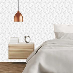 Papel De Parede Autoadesivo Branco 3D Quarto Lavável 3M _48