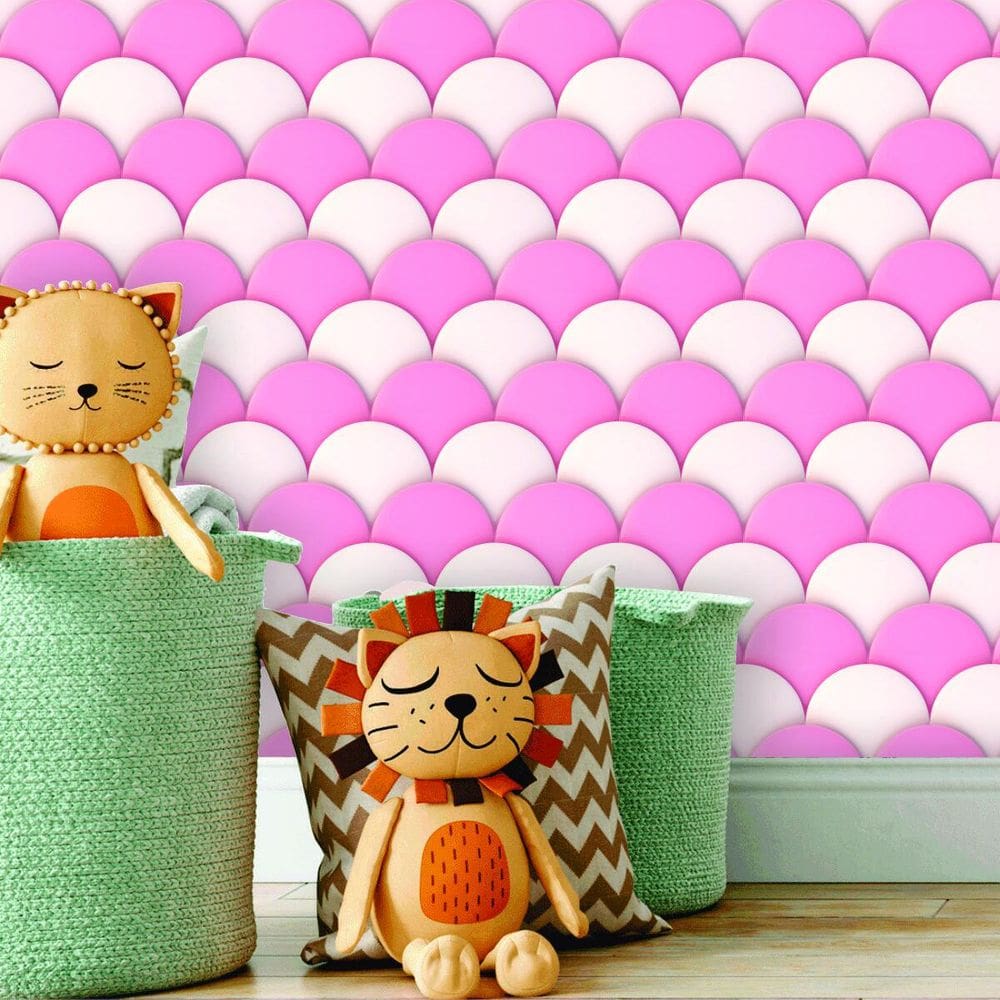Papel De Parede Baby Infantil Lavável Adesivo Rosa/branco