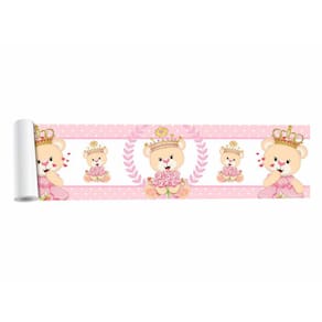 Kit 4 Faixas Adesivas Border Urso Coroa Rosa