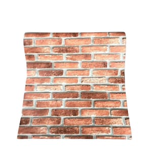 Papel De Parede Vinilico Tijolo 3D Marrom Vermelho