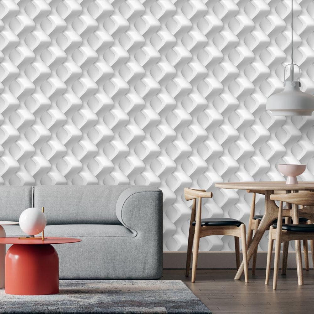 Papel De Parede Geométrico Aspecto 3D Sala 0,50 X 3M