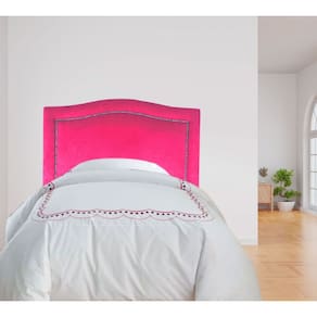 Cabeceira Solteiro Estofada Línea Tachas em Veludo Rosa Pink