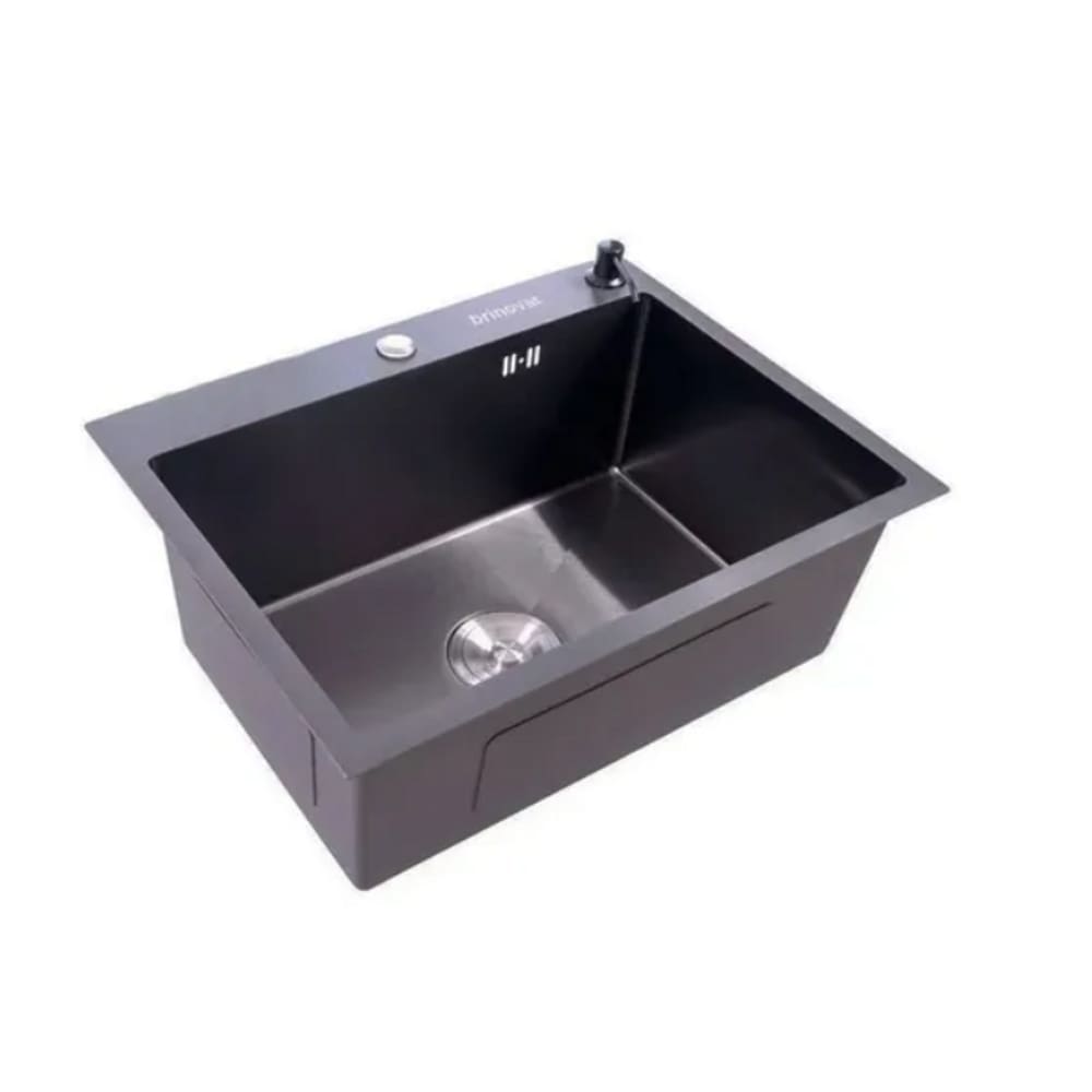 Kit Cuba Pia Aço Inox Preta Quadrada Cozinha Gourmet E Torneira Slim Brinovar