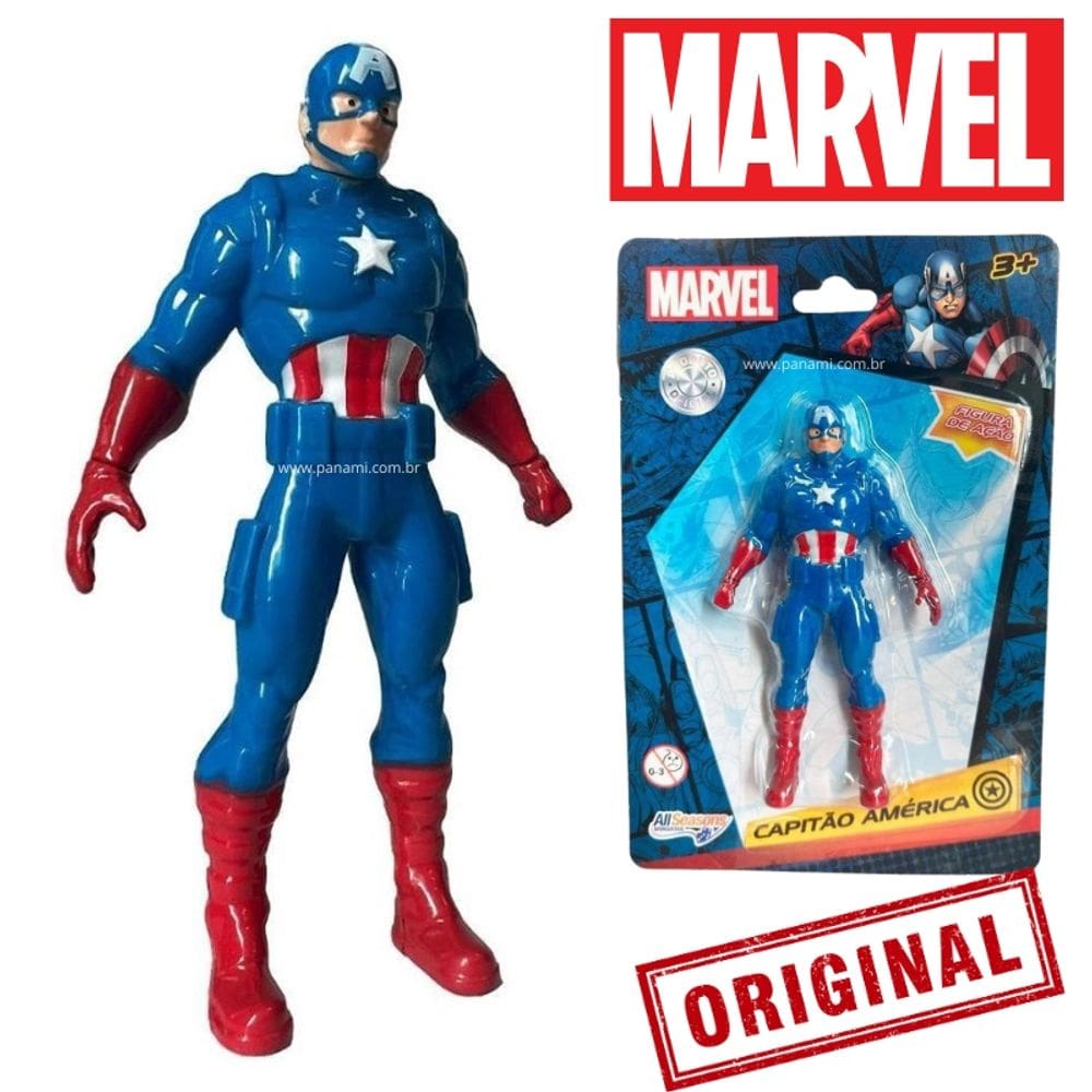 Boneco de Capitão América Marvel Tam 9,5cm - Boneco dos Vingadores Marvel - Heróis Avengers - PANAMI