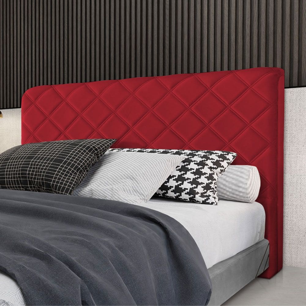 Cabeceira Cama Box Casal Estofada Capri Veludo Vermelho