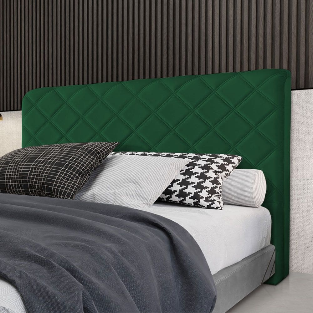 Cabeceira Cama Box Casal Estofada Capri Veludo Verde