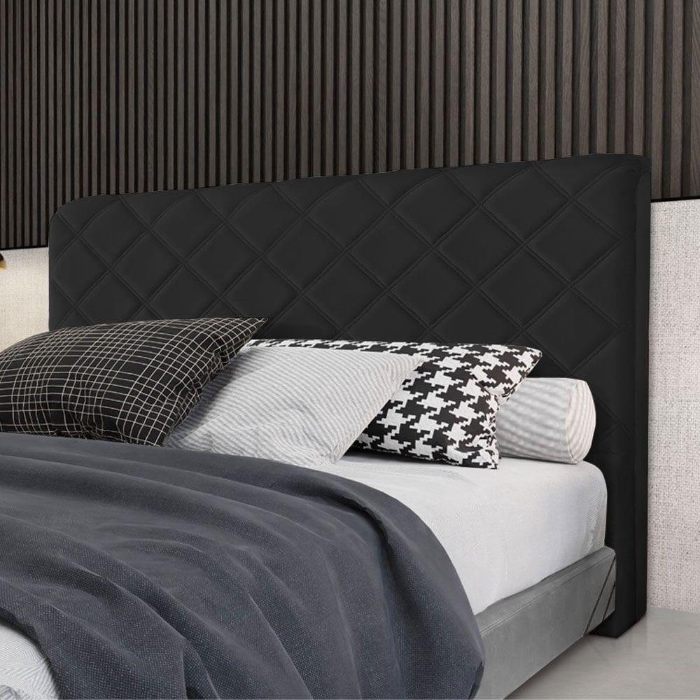 Cabeceira Cama Box Queen Estofada Capri Veludo Preto