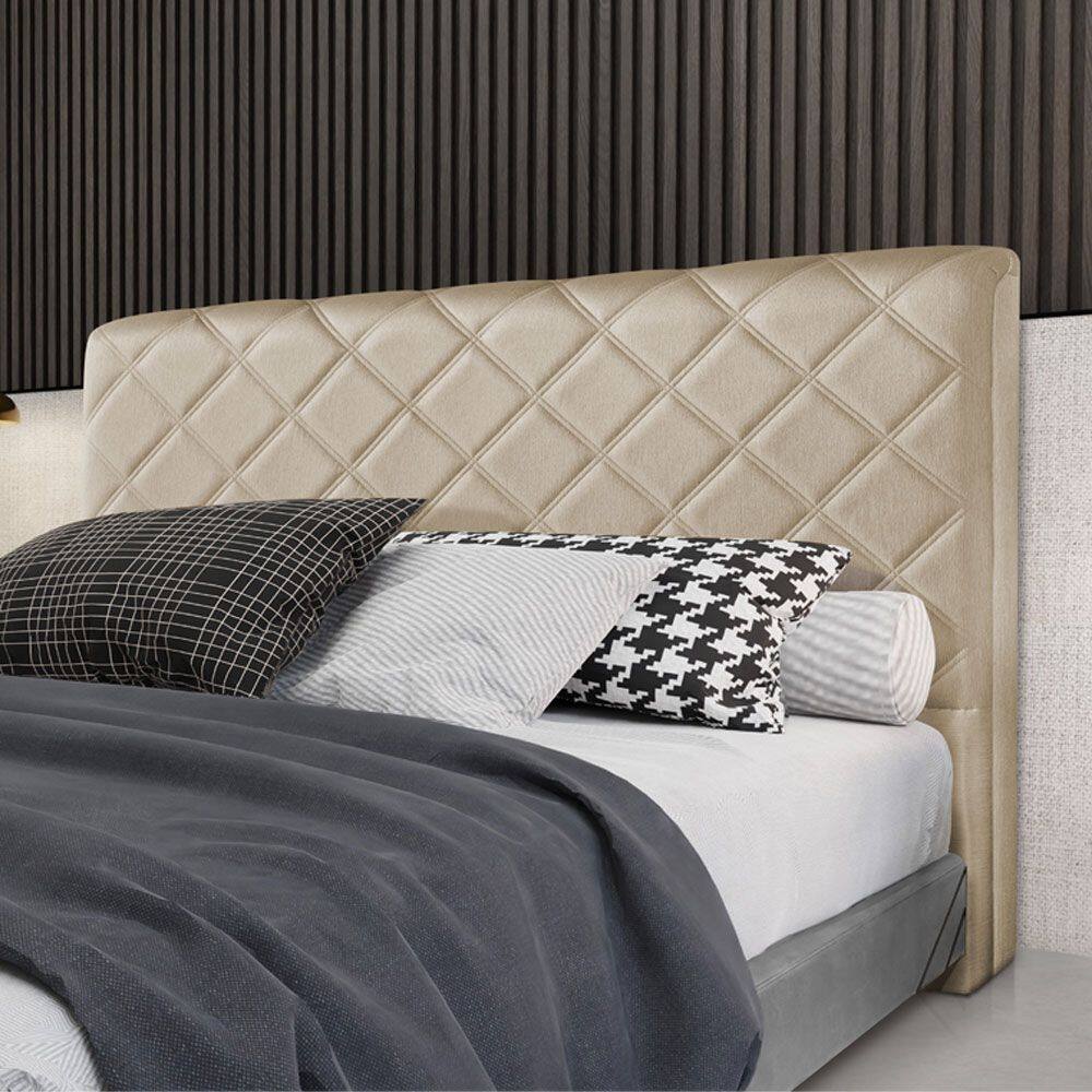 Cabeceira Cama Box King Estofada Capri Linho Capuccino