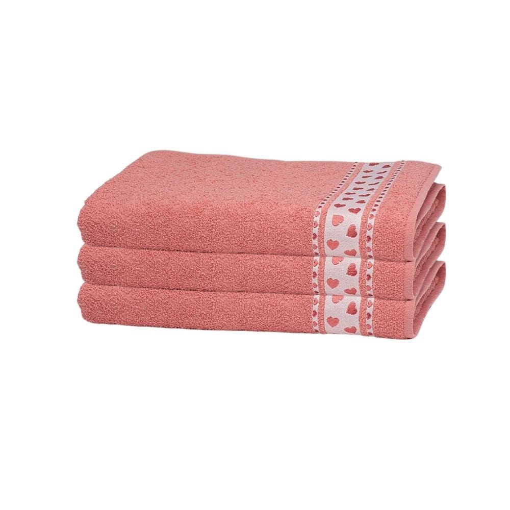 Kit 3 Toalhas De Rosto Jacquard Premium Döhler 50x80 Coração
