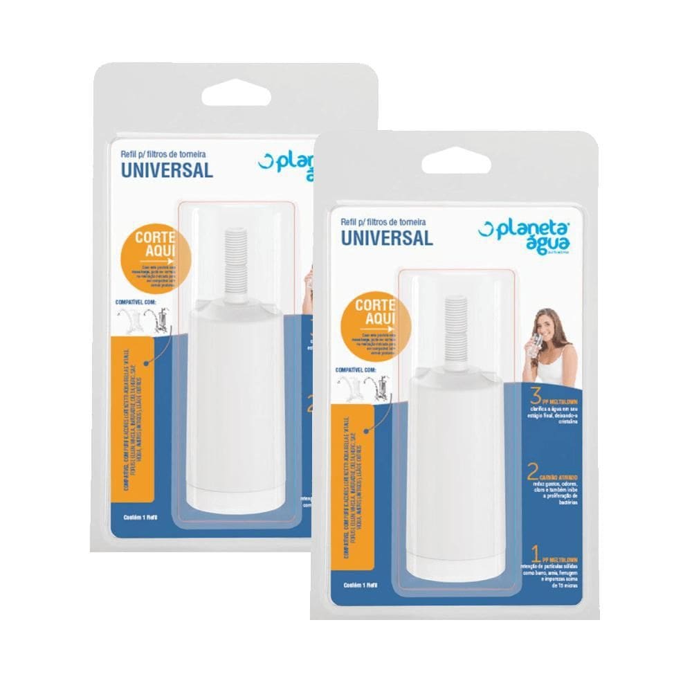 Kit 2 Unidades Refil Filtro Torneira Universal Planeta Água