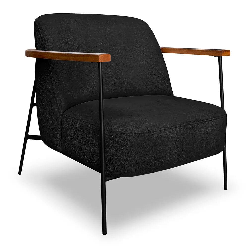 Poltrona Decorativa Eros Linho Bouclê com Base de Ferro Preto - SSX Multicoisas