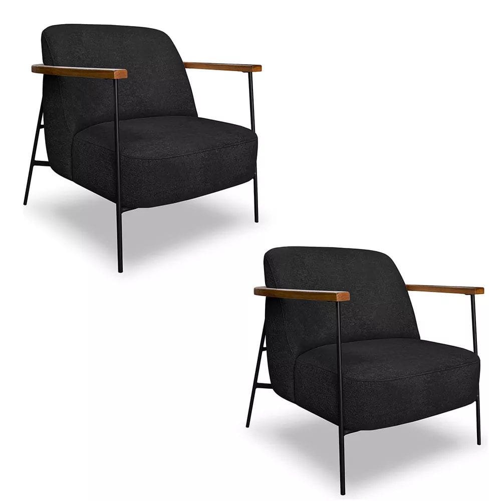 Kit 2 Poltronas Decorativa Eros Linho Bouclê com Base de Ferro Preto - SSX Multicoisas