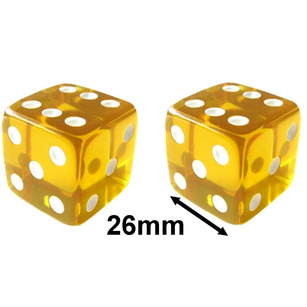 2 Jogo De Dado 26mm (2,6cm) Amarelo Translúcido - EJ Games