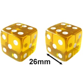 2 Jogo De Dado 26mm (2,6cm) Amarelo Translúcido - EJ Games
