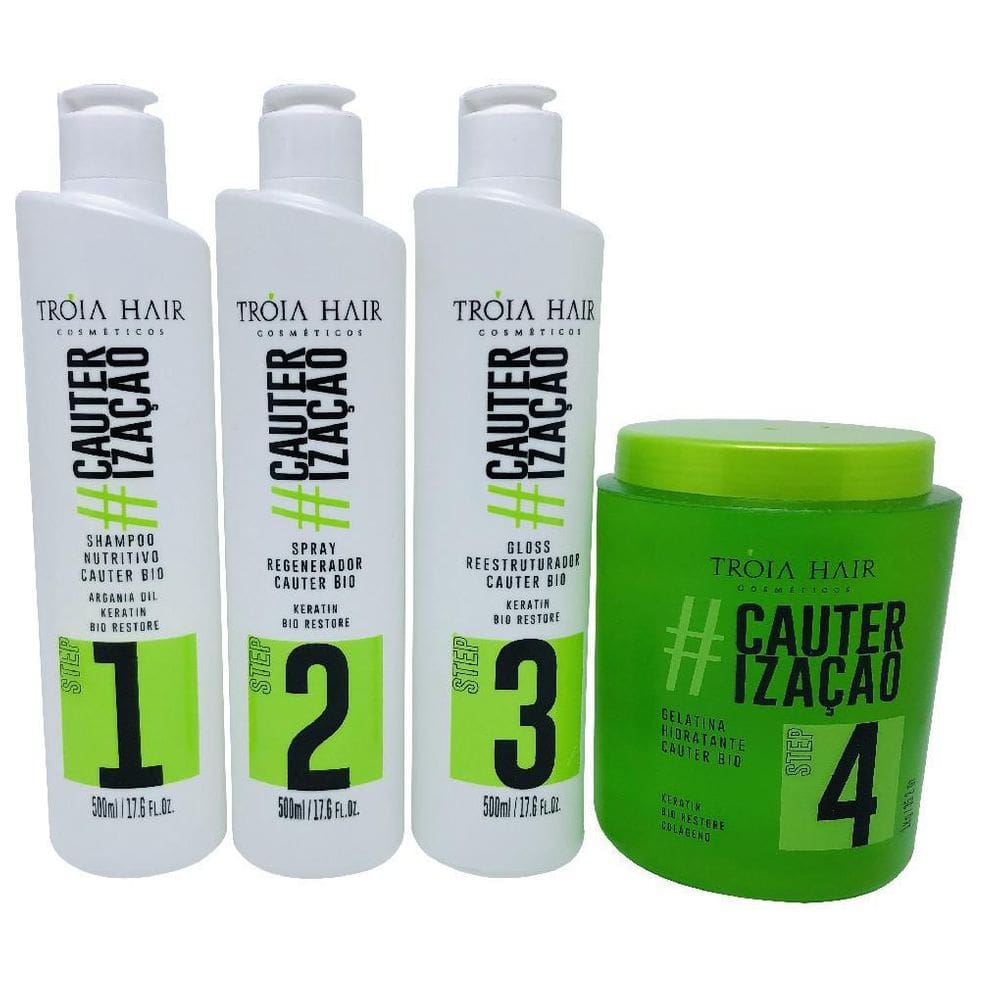 Kit Cauterização 4 Passos 500Ml - Tróia Hair