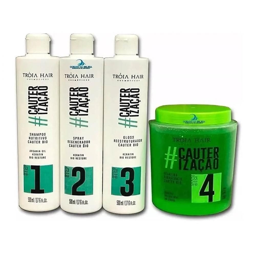 Kit Cauterização Bio Reconstrutor Troia Hair 4 Passos