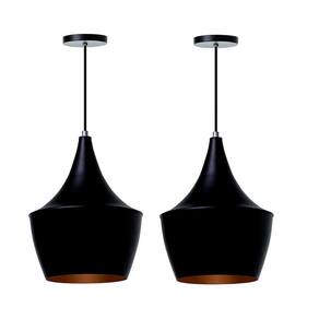 Kit 2 Lustre Pendente Interno Balão Preto/Cobre - Ideallume