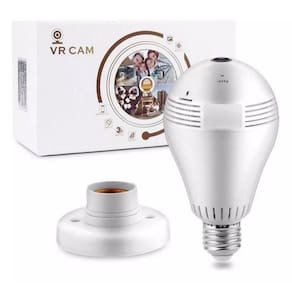 Lâmpada Câmera Wifi V380 - 360º HD - Luz e Áudio - SD 128GB